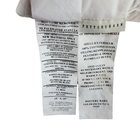 Pottery Barn Pillow Cover &‎ Down Insert 18x18 Green Canvas 100% Cotton - Picture 8 of 9